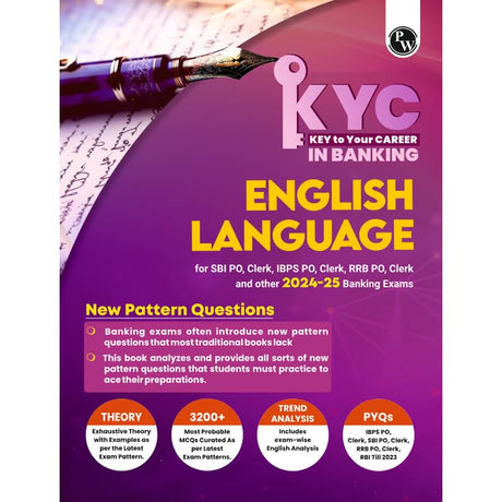 Pw Kyc English Language Book For All Banking Exams 2024 - 2025 With Pyqs And New Pattern Questions - Key To Your Career For Banking - Retail Maharaj