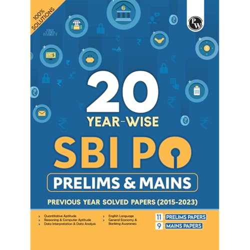 Pw 20 Sbi Po Prelims & Mains Previous Year Solved Papers (2015-2023) For Exam 2024-2025 | Past Questions | Pyq | English Edition - Retail Maharaj