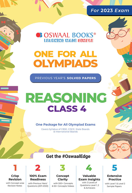 Oswaal One For All Olympiad Previous Years Solved Papers, Class-4 Reasoning Book - Retail Maharaj