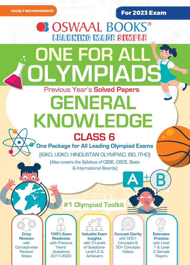 Oswaal One For All Olympiad Previous Years' Solved Papers, Class-6 General Knowledge Book - Retail Maharaj