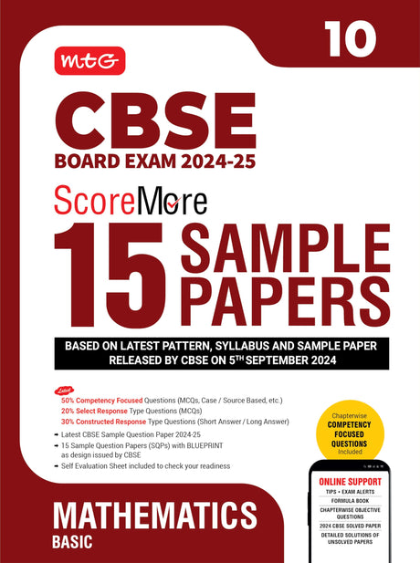 Cbse Class 10 Scoremore 15 Sample Papers Mathematics Basic Book For 2025 Board Exam - Retail Maharaj