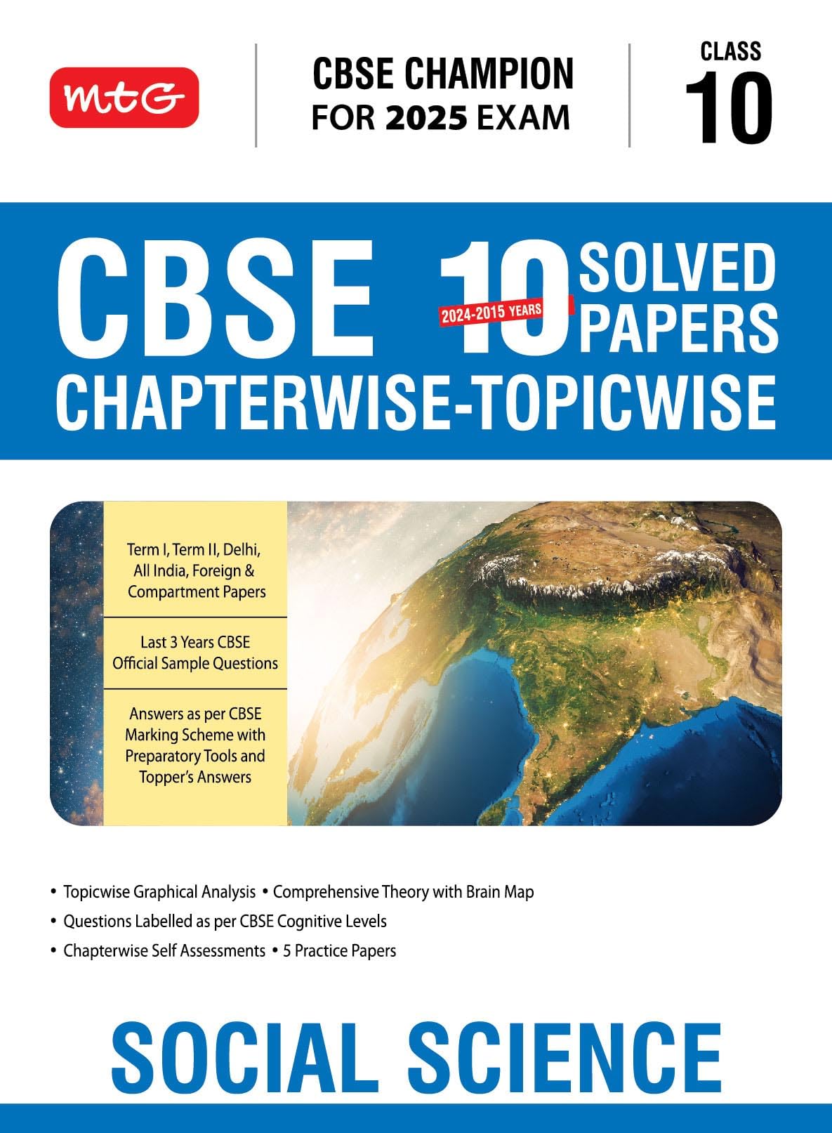 Cbse 10 Years (2024-2015) Chapterwise Topicwise Solved Papers Class 10 Social-Science Book - Cbse Champion For 2025 Exam | Cbse Question Bank With Sample Papers - Retail Maharaj