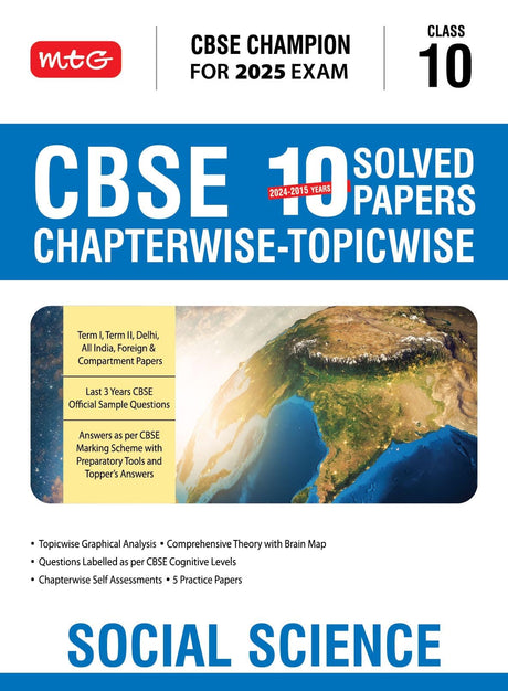 Cbse 10 Years (2024-2015) Chapterwise Topicwise Solved Papers Class 10 Social-Science Book - Cbse Champion For 2025 Exam | Cbse Question Bank With Sample Papers - Retail Maharaj