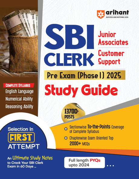 Arihant Study Guide For Sbi Clerk Pre Exam Phase I 2025 - Retail Maharaj