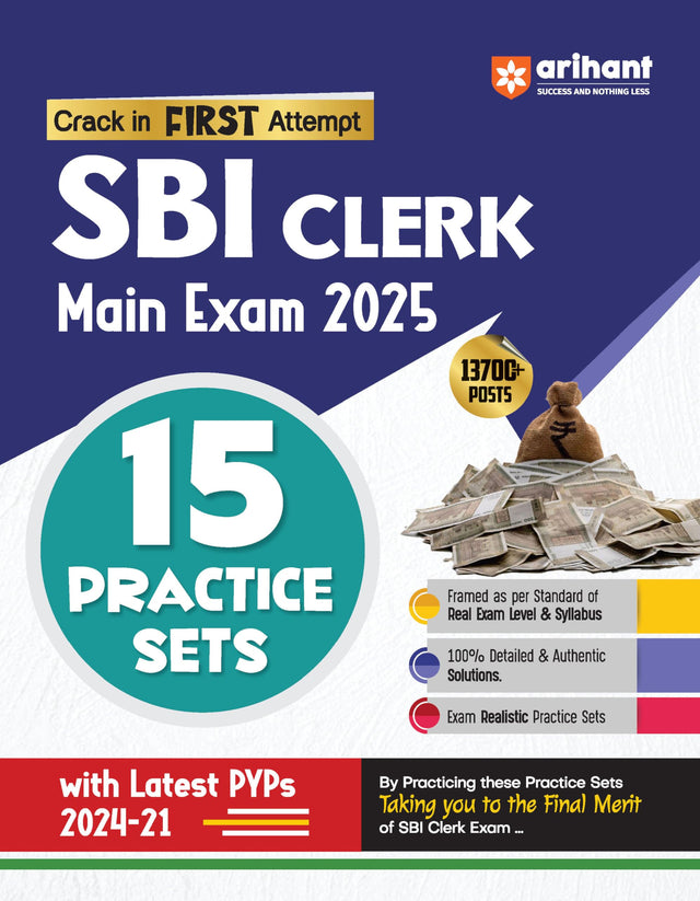 Arihant 15 Practice Sets For Sbi Clerk Main Exam 2025 - Retail Maharaj