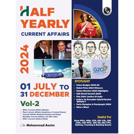 Pw Half Yearly Current Affairs Magazine Vol 2 July To December 2024 English Edition By Mohammed Aasim Sir | For Ssc, Banking, Teaching, Railway, Defence And Other Competitive Exams - Retail Maharaj