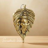 Metal Golden Ganesha on Leaf Wall Hanging Sculpture Ganpati Feng Shui Decorative Showpiece for Home and Office
