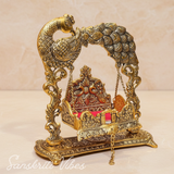 Handcrafted Metal Laddu Gopal Jhulla Gold Plated Palna for Janmashtami Festival Temple Home Decor and Gifting by Sanskriti Vibes