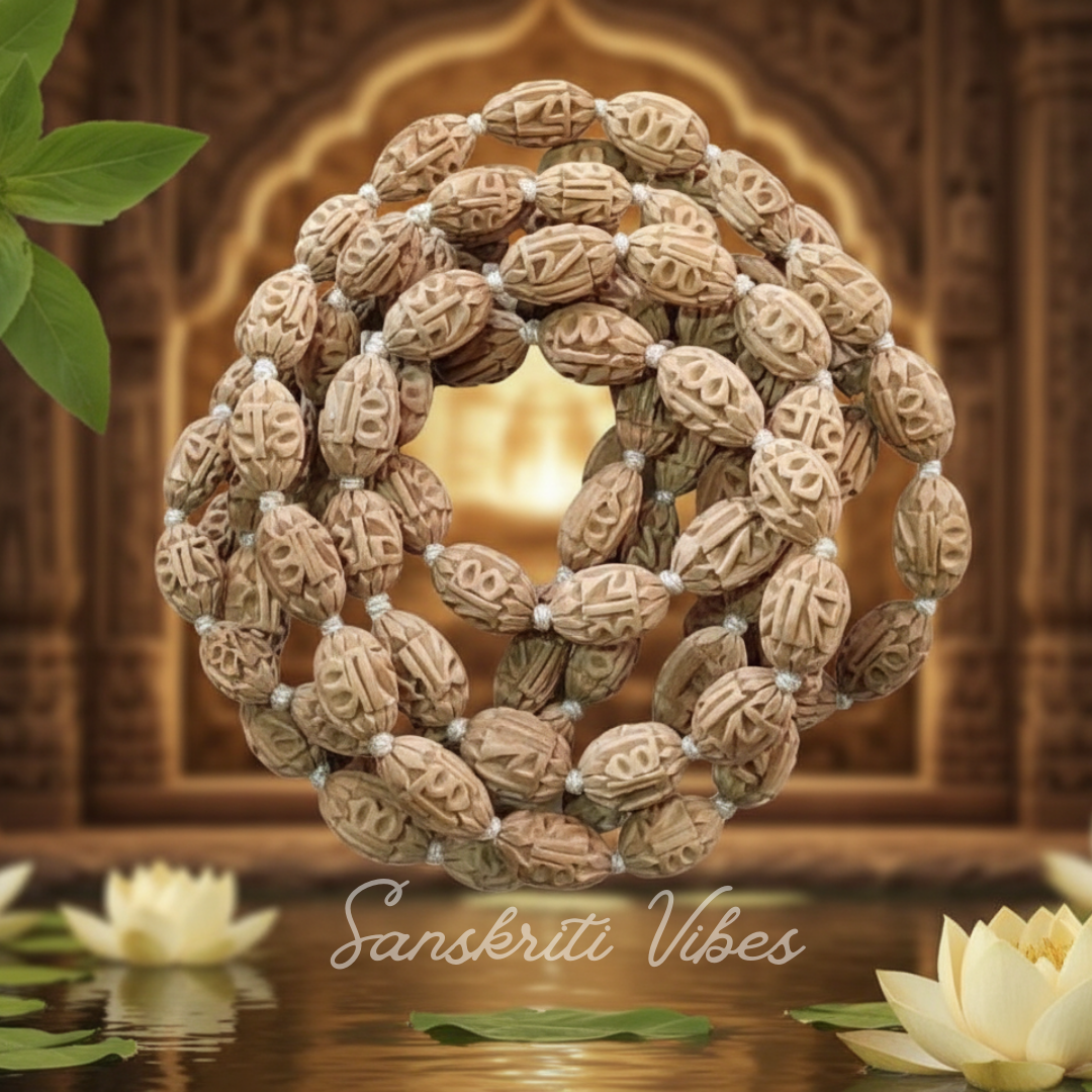 Original Tulsi Radha Carved Handmade Japa Mala – Premium Spiritual Beads for Meditation & Prayer