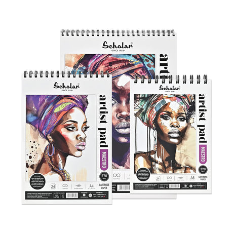 Scholar Maestro Wire Bound Artist Sketchbook 270 GSM Heavyweight Paper Pad - Retail Maharaj