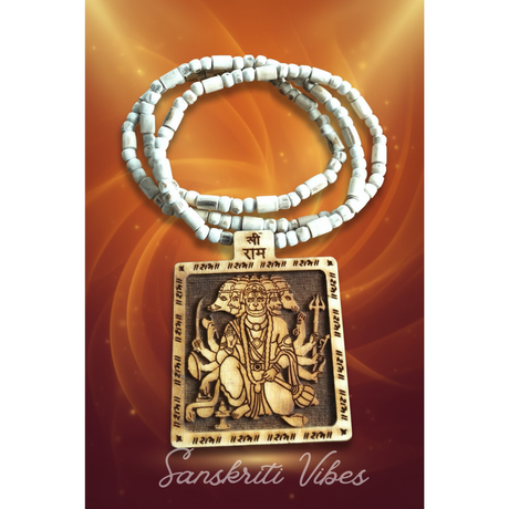 Panchmukhi Hanuman Ji Tulsi Mala – Powerful Protection Pendant with Sacred Tulsi Beads | Handcrafted Spiritual Kanthi Mala for Devotion & Strength - Retail Maharaj