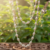 Sterling Silver and Natural Tulasi Basil Rosary Beads Chain – 24 Inches