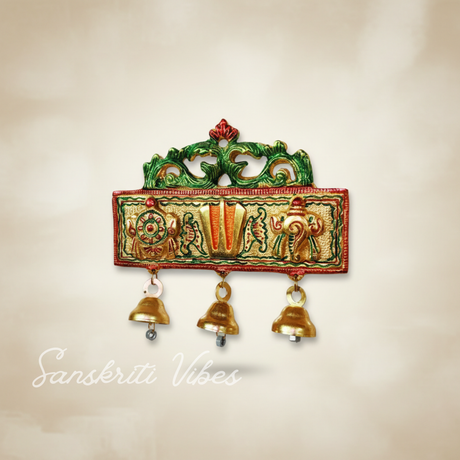 Tirupati Door Hanging Shankh Chakra Namah Meenakari Decorative Latkan Showpiece for Home - Retail Maharaj