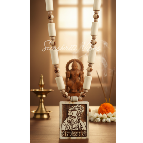 Malook Peeth Tulsi Locket Mala – Shri Rajendra Das Maharaj Ji Carved Original Tulsi Beads Kanthi for Bhakti and Protection - Retail Maharaj
