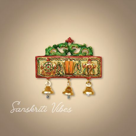 Tirupati Door Hanging Shankh Chakra Namah Meenakari Decorative Latkan Showpiece for Home - Retail Maharaj