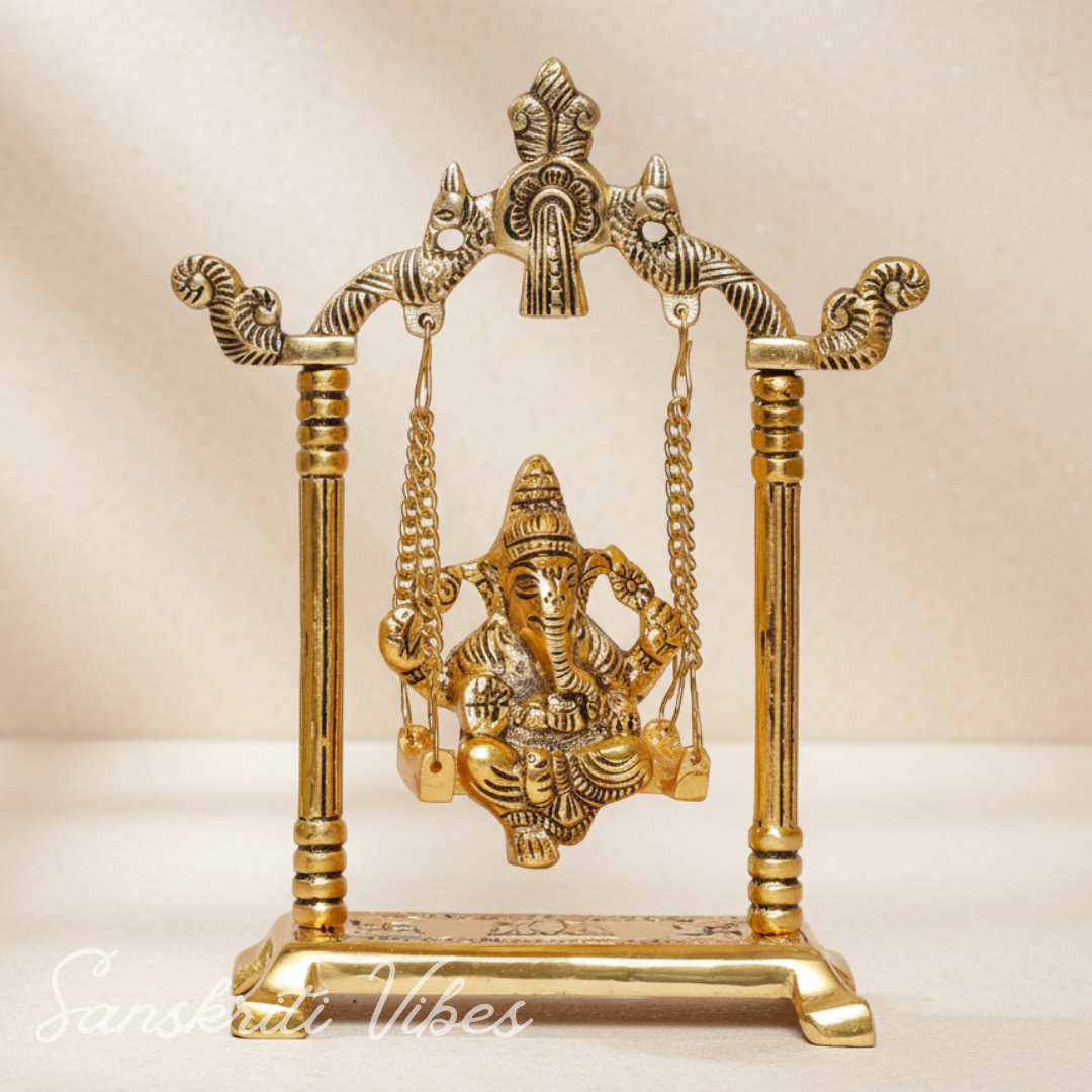 Ganesh Ji Jhula Idol Decorative Showpiece for Home and Pooja Room