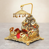 Metal Laddu Gopal Singhasan – Decorative Krishna Idol Pooja Accessories for Home & Temple Decor