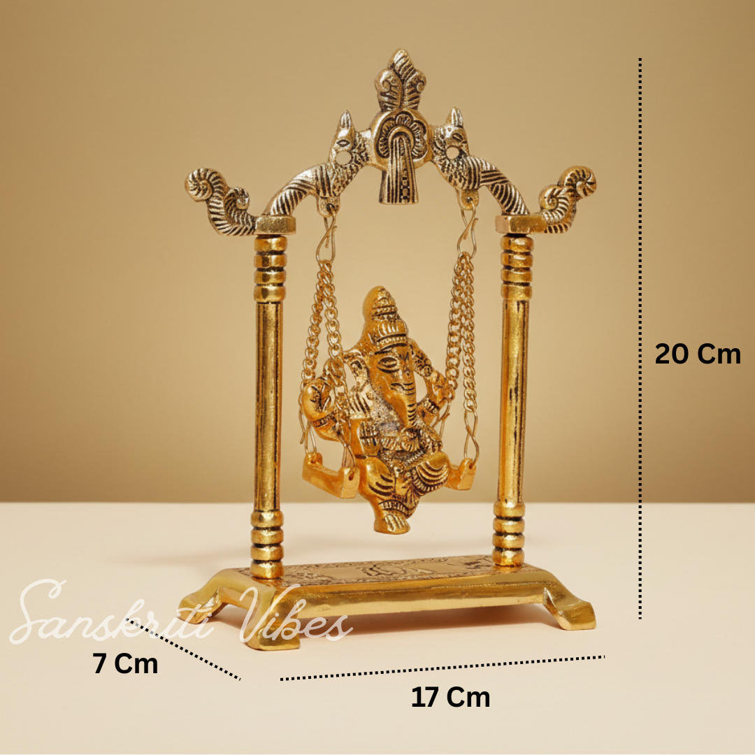 Ganesh Ji Jhula Idol Decorative Showpiece for Home and Pooja Room