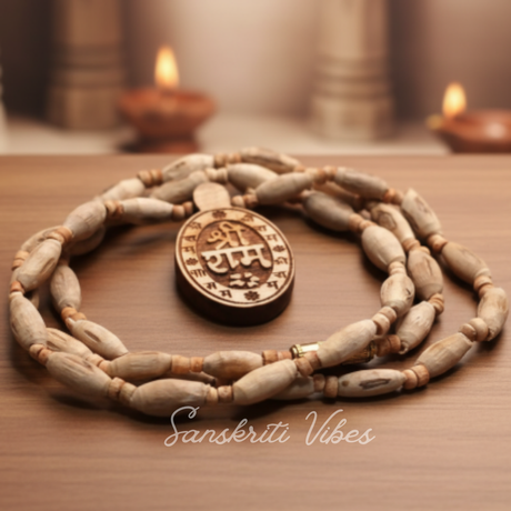 Shri Ram Tulsi Locket Mala - 20 Inches | Sacred Tulsi Beads | Spiritual Prayer Mala - Retail Maharaj