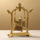 Gold Plated Radha Krishna on Swing Jhula Metal Statue for Home Decor by Kridaykraft