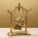 Gold Plated Radha Krishna on Swing Jhula Metal Statue for Home Decor by Kridaykraft