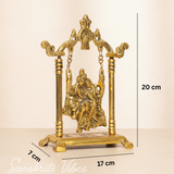 Gold Plated Radha Krishna on Swing Jhula Metal Statue for Home Decor by Kridaykraft