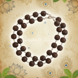 Radha Carved Silver Shyama Tulsi Beads Mala – Handcrafted Spiritual Necklace for Devotion & Meditation