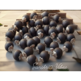 Handcrafted 92.5 Silver Shyama Tulsi Kanthi Mala with Flower Silver Cap – Traditional Vaishnav Tulsi Necklace for Spiritual Protection