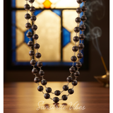 Handcrafted 92.5 Silver Shyama Tulsi Kanthi Mala with Flower Silver Cap – Traditional Vaishnav Tulsi Necklace for Spiritual Protection