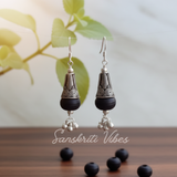 Pure Silver Shyma Black Tulsi Earrings – Antique Design 92.5% Silver, Spiritual Jewelry - Retail Maharaj