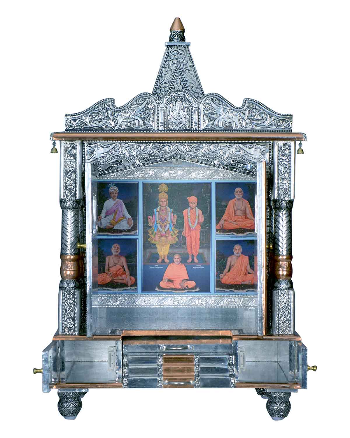 Ghar Mandir - Small Aluminium & Copper Mandir (30" x 18")