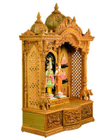 Ghar Mandir - Sag Wood (Teak Wood) with Natural Polish (70" x 49")