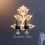 Pure Silver Shyma Black Tulsi Earrings – Antique Design 92.5% Silver, Spiritual Jewelry - Retail Maharaj