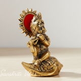 Metal Krishna Statue Bal Laddu Gopal Playing Flute Decorative Showpiece 11.5 cm Aluminium Idol