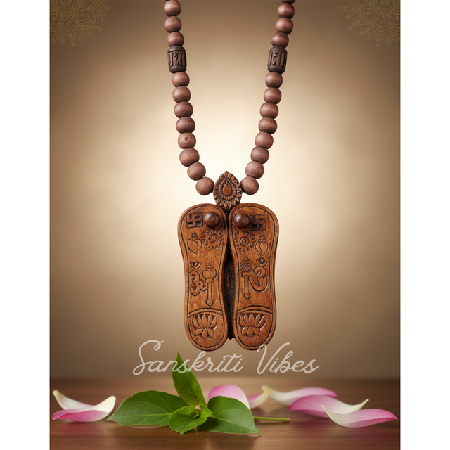 Krishna Charan Paduka Pure Tulsi Neck Mala – Sacred Tulsi Beads Mala for Devotion to Shri Krishna - Retail Maharaj