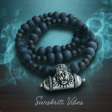 Narasimha Kavach with Shyma Black Original Tulsi Beads Mala – 20 Inch 92.5% Pure Silver Spiritual Jewelry - Retail Maharaj