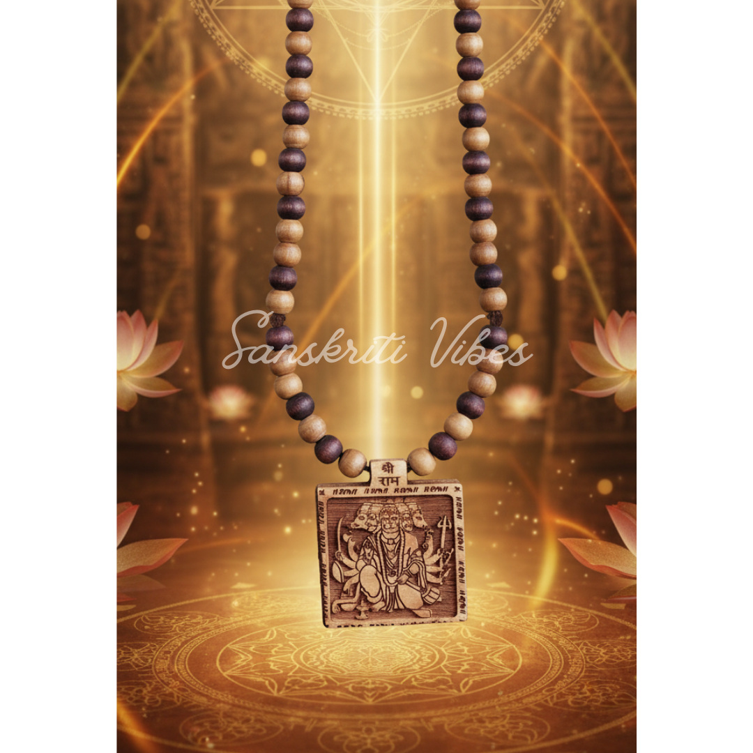 Panchmukhi Hanuman Ji With 108 Tulsi Beads Mala – Sacred Tulsi Beads Mala for Devotees of Lord Hanuman - Retail Maharaj