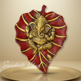 Metal Leaf Ganesha Ji Wall Hanging Sculpture Patta Ganesh Idol Lucky Feng Shui Wall Decor for Home and Auspicious Gifting