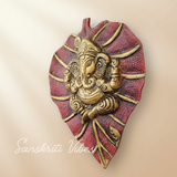 Metal Leaf Ganesha Ji Wall Hanging Sculpture Patta Ganesh Idol Lucky Feng Shui Wall Decor for Home and Auspicious Gifting