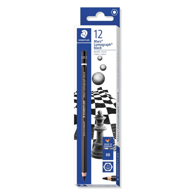 Staedtler Mars Lumograph 8B Drawing Pencils Set of 12 for Sketching and Art - Retail Maharaj