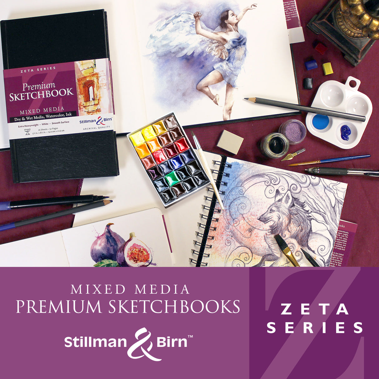 Stillman Birn Zeta Series Extra Heavyweight Smooth Paper Sketchbook Open Stock