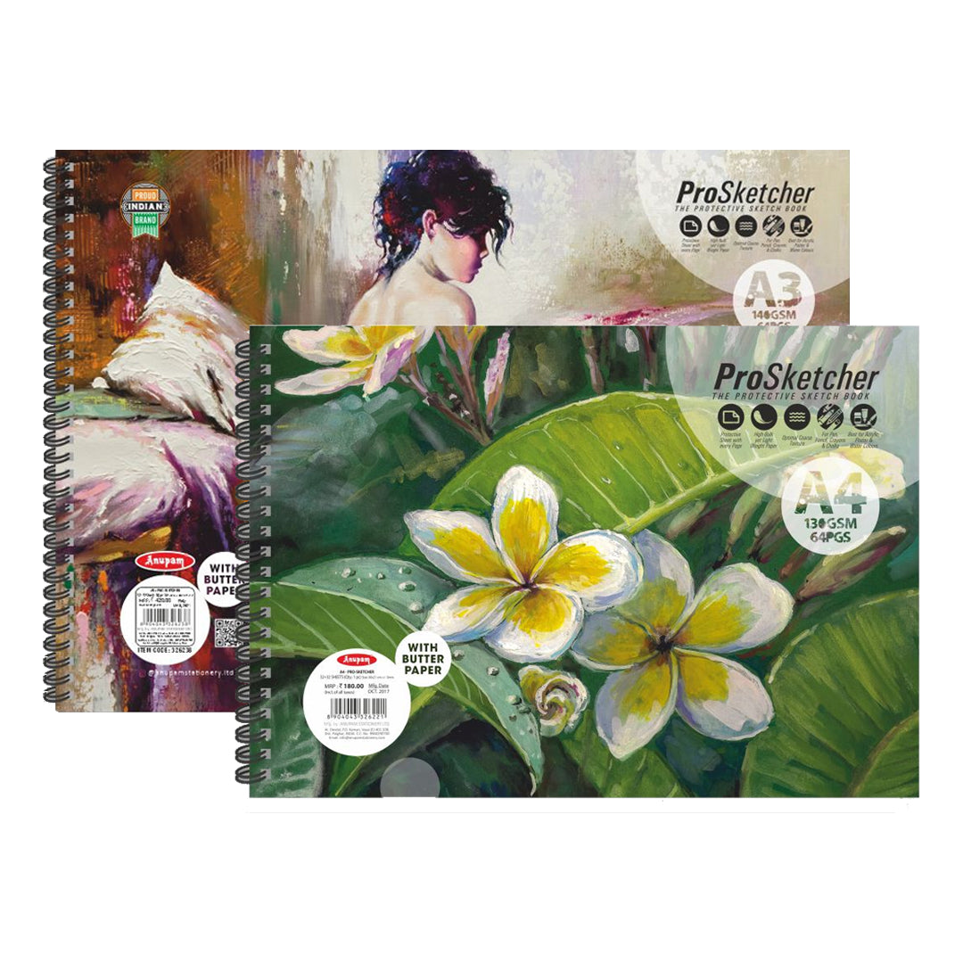 Anupam ProSketcher Cartridge Paper Pad with Butter Paper 140 GSM