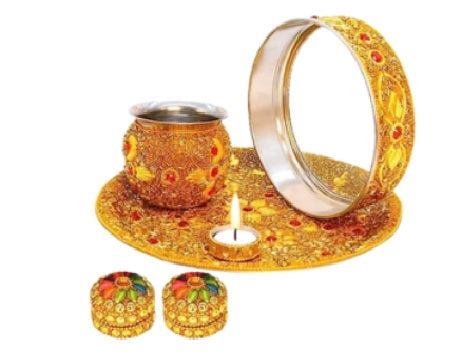 Suvarna Shringaar Golden Karwa Chauth Puja Thali - Retail Maharaj
