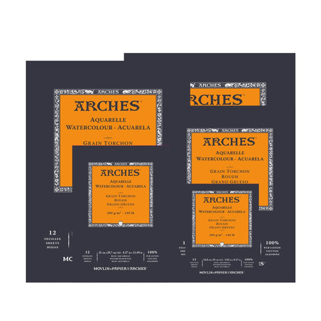 Arches Aquarelle Watercolour Rough Grain Paper Pad Open Stock 12 Sheets - Retail Maharaj