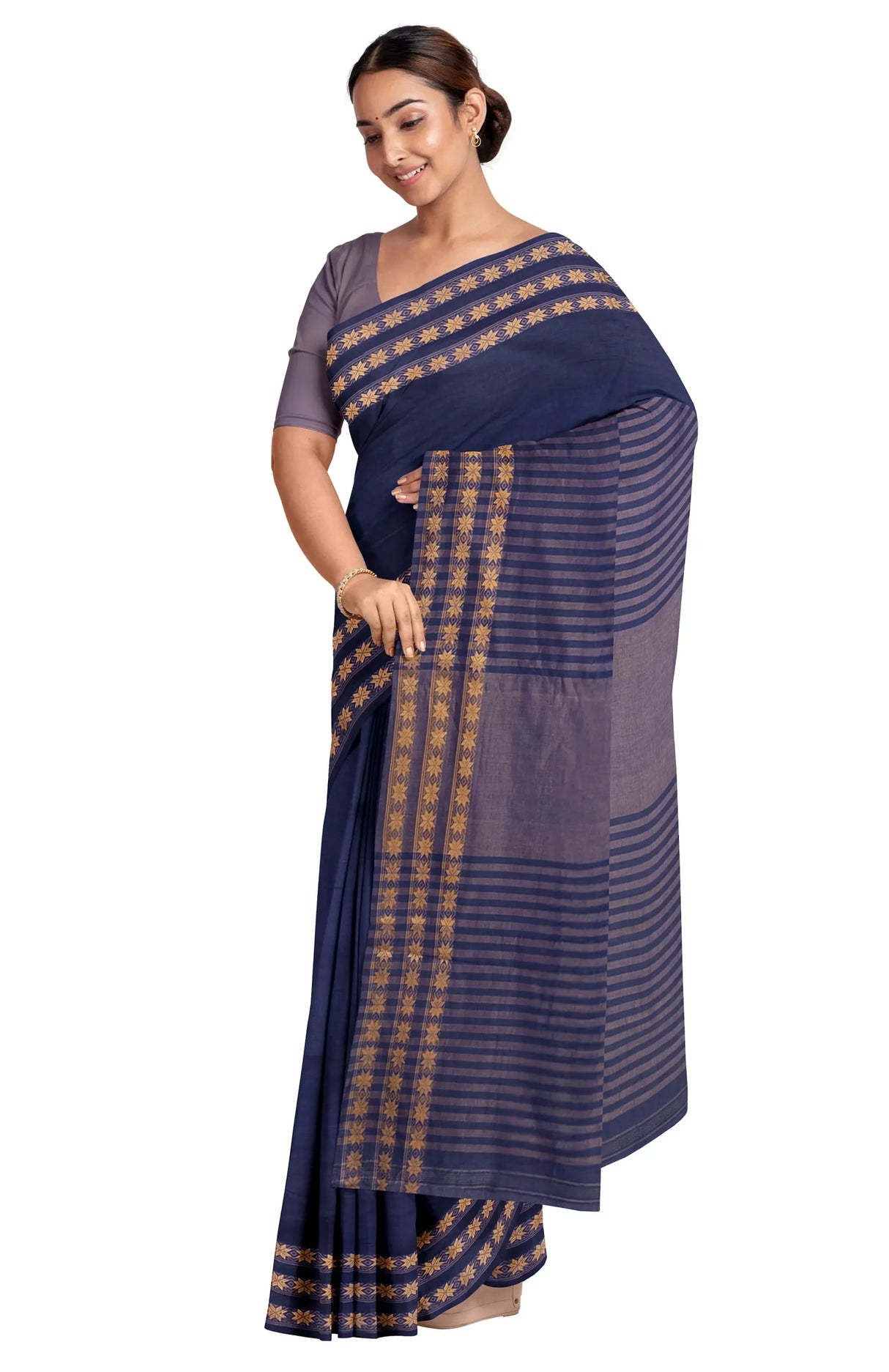 Santipuri Cotton Saree – Blue
