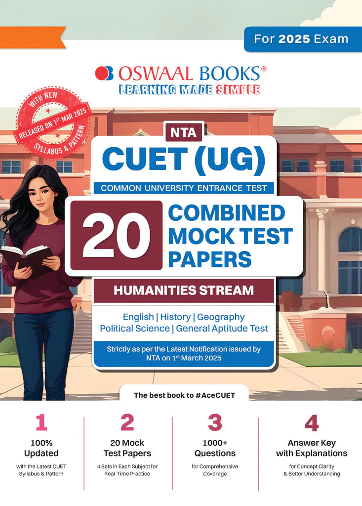 NTA CUET (UG) 20 Combined Mock Test Papers Humanities Stream (English, History, Geography, Political Science, General Aptitude Test) For 2025 Exam │ With New Syllabus & Pattern Released on 1st March 2025 - Retail Maharaj