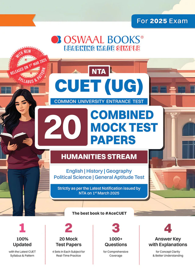 NTA CUET (UG) 20 Combined Mock Test Papers Humanities Stream (English, History, Geography, Political Science, General Aptitude Test) For 2025 Exam │ With New Syllabus & Pattern Released on 1st March 2025 - Retail Maharaj
