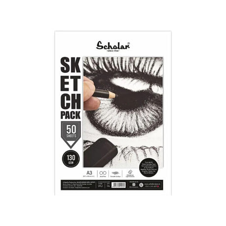 Scholar White Cartridge Drawing Paper Loose Sketch Sheets 130 GSM - Retail Maharaj