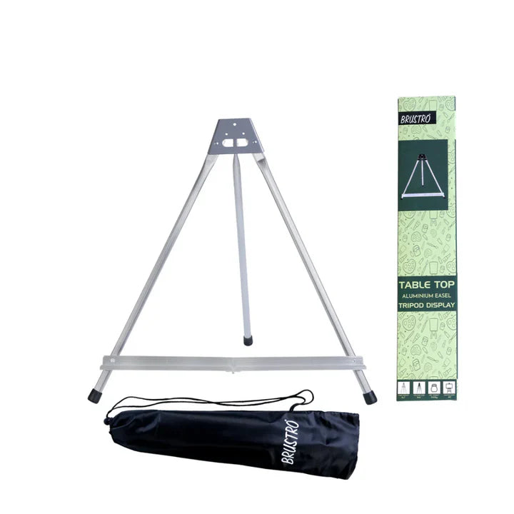 Brustro Aluminum Tabletop Easel – Tri-Pod Design with Rubber Feet, Holds Canvas up to 20” - Retail Maharaj