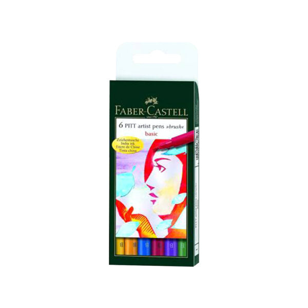 Faber-Castell PITT Artist Brush Pens 6 Pack Terra Basic Pastel Soft and Light Skin Tones - Retail Maharaj